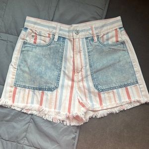 AE patched mom jean shorts